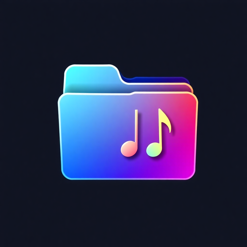 An icon of a folder with music notes, hinting at storage of media and audio files within the digital space.