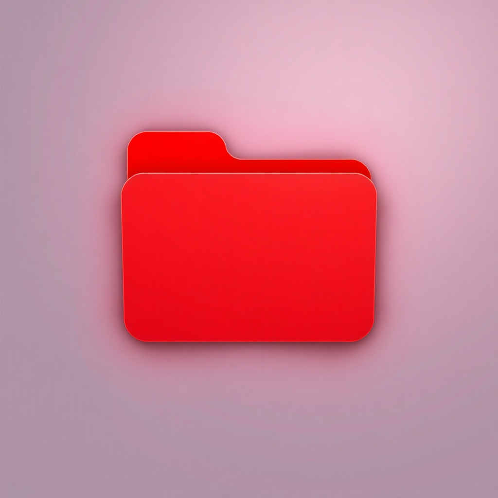 A red folder icon against a soft grey background, drawing attention with its vibrant color in a digital workspace setting.