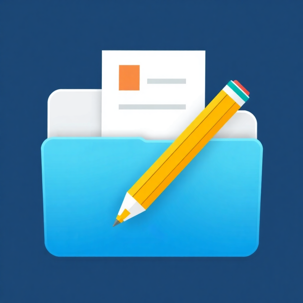 A folder icon with a pencil over it, representing editing accessibility in digital document management.