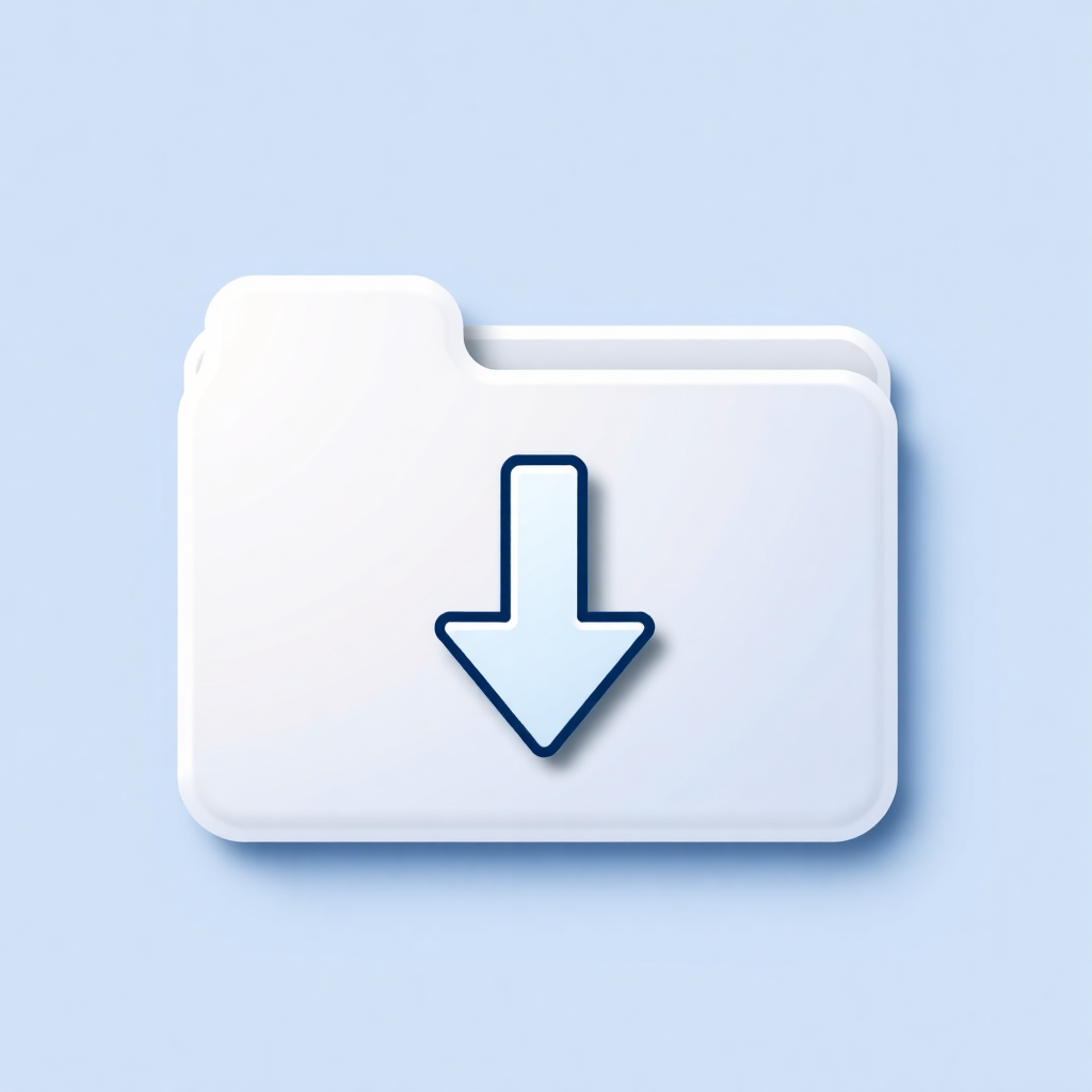 An icon showcasing a folder with a downward arrow, symbolizing file downloading in a digital context.