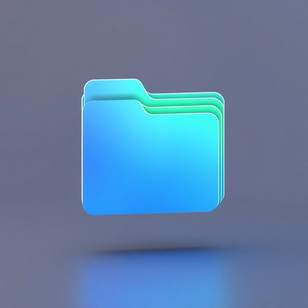 A rotating 3D model of a folder icon, offering an interactive and engaging showcase of digital file storage.