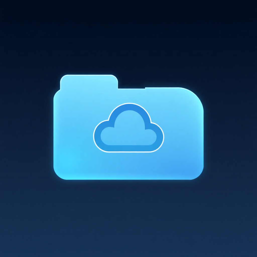 A digital folder icon with a cloud symbol, representing cloud-based file storage and accessibility.