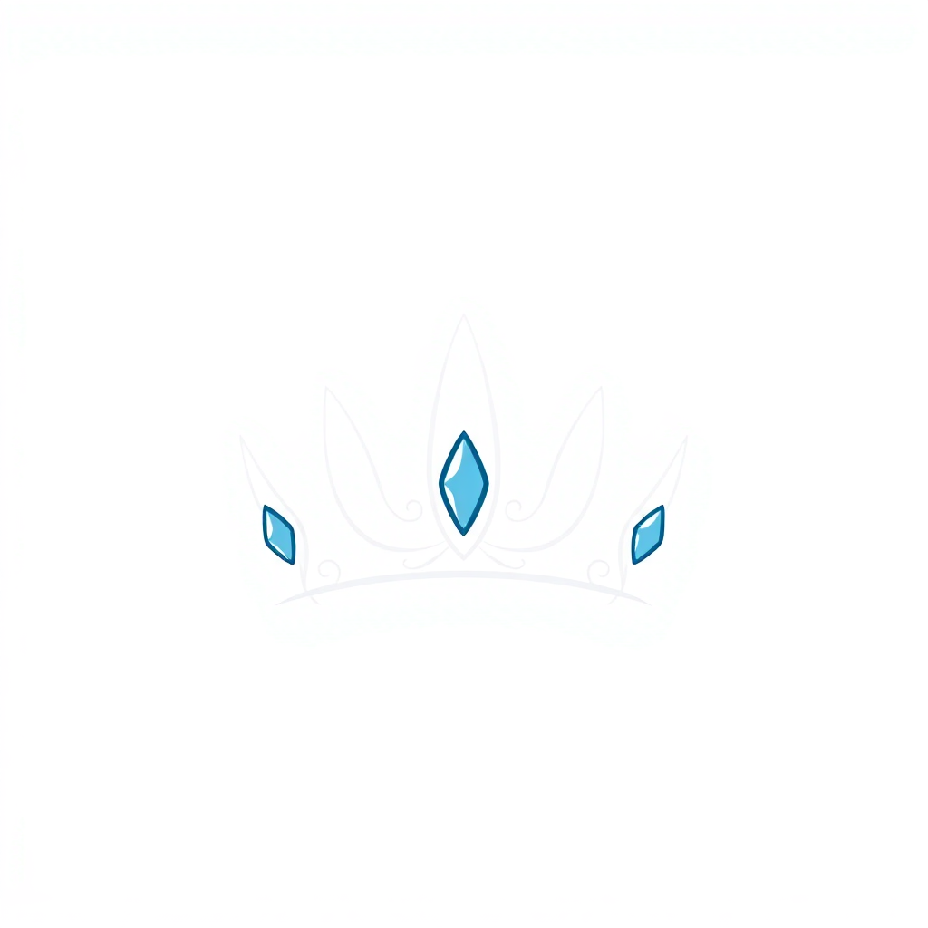 Small, delicate crown icon with soft curves and a modest gem nestled on each point, illustrated on a clear white canvas, portraying gentle royalty.