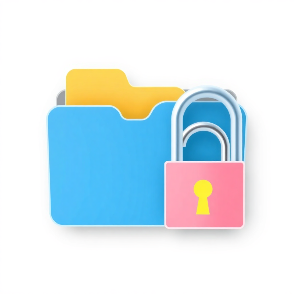 A folder icon paired with a locked padlock, conveying security and confidentiality in document storage.